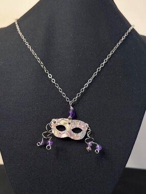 Copper Amethyst Sterling Silver Mardi Gras Masquerade Artisan Necklace